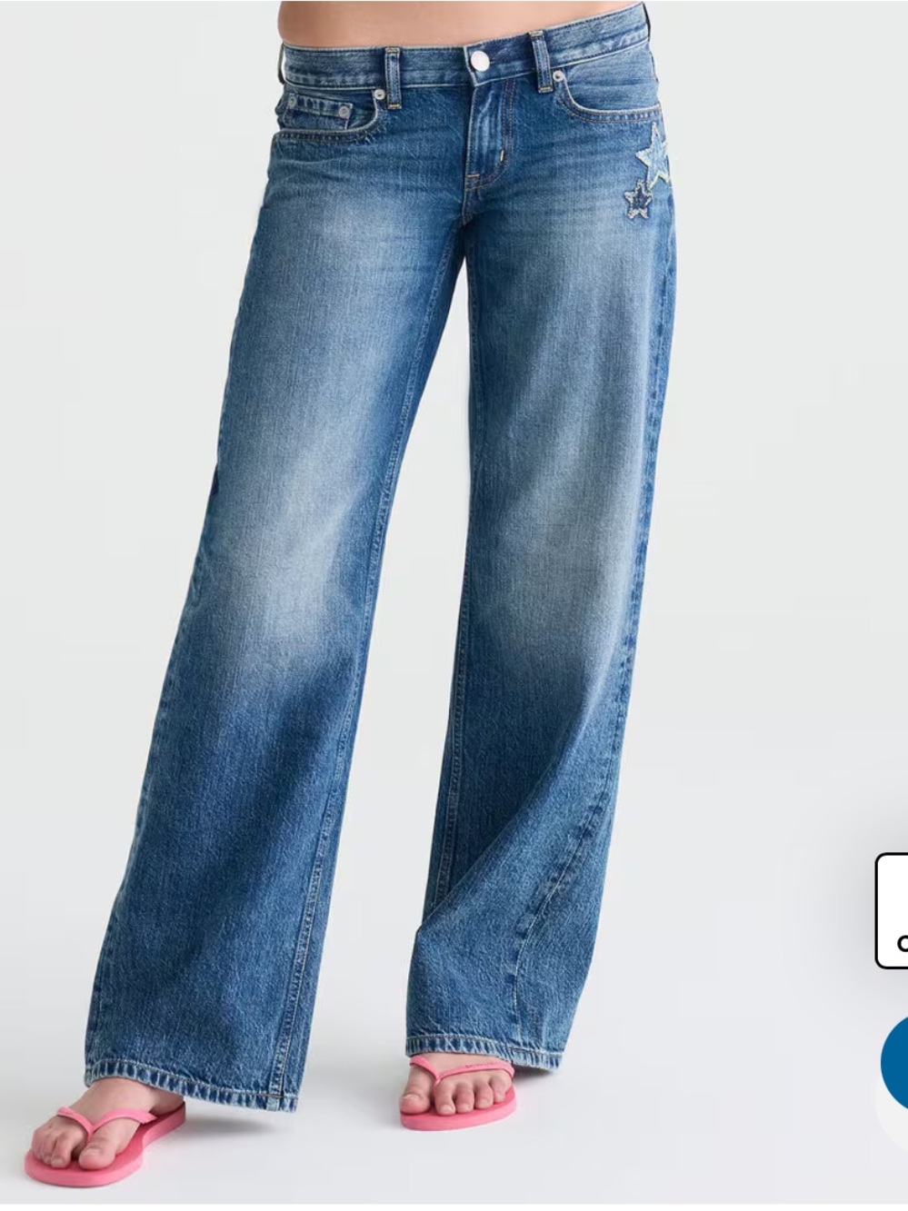 Aeropostale jeans super low rise baggy leg Star Embroidery nwt size 0